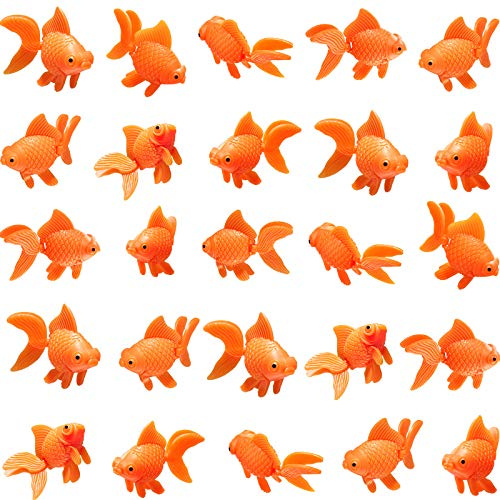 Sumind 30 Pcs Fake Goldfish Plastic Floating Artificial Goldfish for Tank