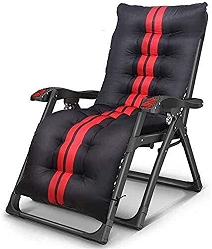 JYCCH Klappliege, Gartenliegestühle, Campingstühle mit Kissen, Klappliege, Outdoor-Freizeit-Campingstühle, Sonnenliege (Schwarz Rot)