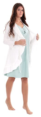 MYSANITY Vestaglia Premaman in Cotone Interlock con Scollo a Scialle, Vestaglia Donna Manica Lunga per Gravidanza e Post Parto