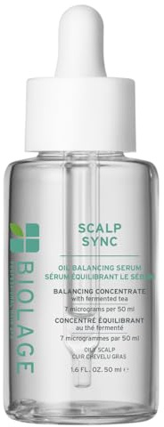 Biolage Scalp Sync Oil Balancing Hair Serum - Absorbs Excess Oil Between Washes, Leave-In Scalp Treatment, Fermented Tea Blend, Vegan, 1.6 Fl Oz