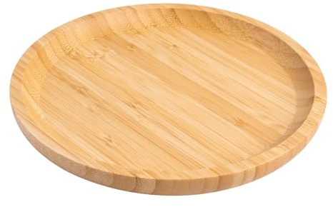 ZYDYRX Bambus Rundes Tablett Untersetzer Rundes Holztablett Pflanze Untersetzer Serviertablett Holz 20 * 20 * 2cm für Tee Lebensmittel Pflanzen