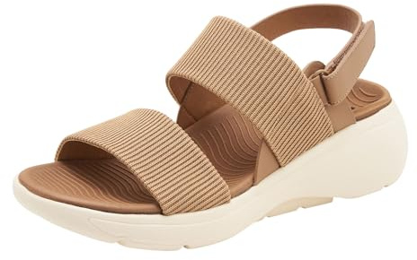 FLtoxu Sandali estivi da donna, comodi, con zeppa, per sport, casual, con chiusura in velcro S139, beige., 38 EU