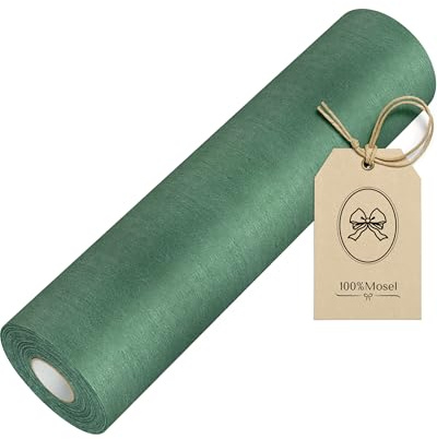 100%Mosel Camino de mesa decorativo y elegante de tela no tejida, perfecto decoración de mesa para cumpleaños y boda, 30 cm x 25 m, verde bosque lluvioso