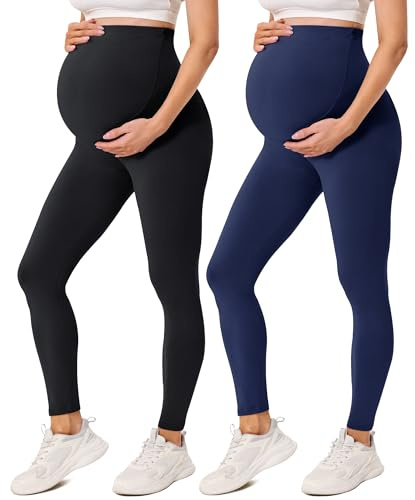 VALANDY Creamlush Maternity Leggings Over Bump High Waist Soft Belly Support Adjustable Pregnancy Pants Yoga Workout Pajama Trousers