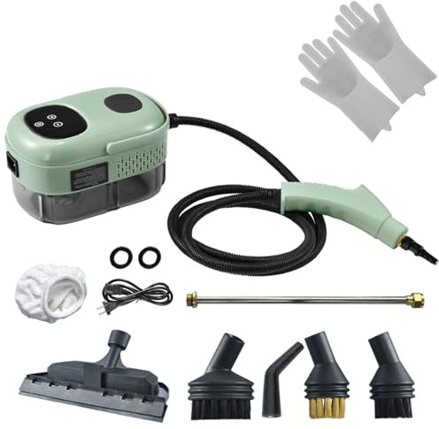 Dampfreiniger Handgerät 2500W Tragbares Heimgerät Handdampfreiniger mit Digitaldisplay, 3 Arten von Bürstenköpfen, 1100ML Großem Wassertank, für Alles Küchenutensilien Fliesen Auto