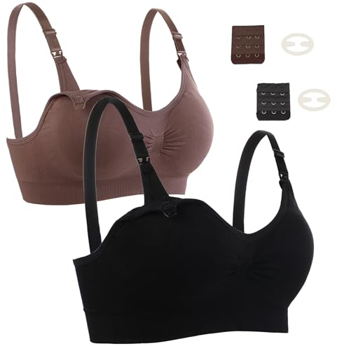 Seitop Lot de 2 Soutiens-Gorge d'allaitement pour l'allaitement, Soutien-Gorge de maternité, sans Armatures, sans Couture, pour femmeSoutien