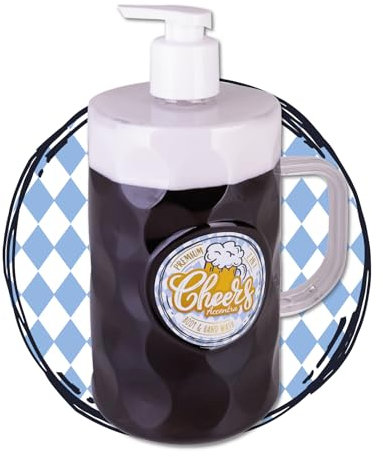 Accentra Seifenspender im Bierkrug Design, Handseife CHEERS in Bier-Optik, mit 720ml Handseife im Schaum-Pumpspender, Flüssigseife, Duft: Birke & Zeder, Geschenkidee für Männer & Biertrinker