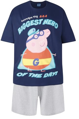 Mens Character Short Pyjama Set Plus Size Short PJ Sets Lounge Sleep Wear #Hero (Grandpa 2XL)