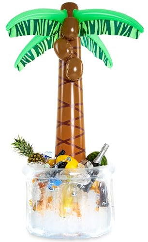 KreativeKraft Ice Bucket Inflatable Palm Tree 60L Drinks Cooler for Beer Wine Soft Drinks Tiki Party Accessories Summer BBQ Beach Party Decorations