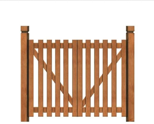 Portail de jardin élégant en bois marron à double ouverture en teck pour cloison de protection murale arche design 145 x 100 cm accessoire d'entrée extérieure