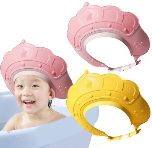2 st duschmössor för barn 0-12 år justerbar mjuk kronform baby hår tvätt sköld halkskydd anti-återflöde badvisir för småbarn baby bad nödvändigheter