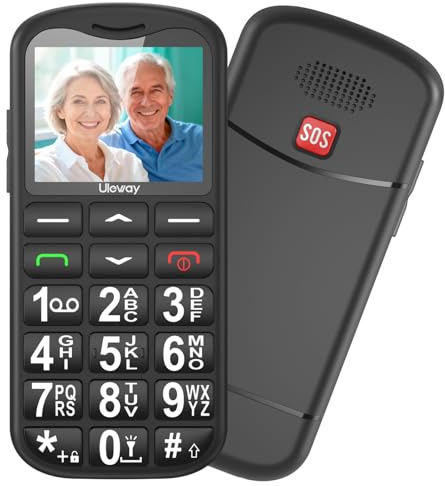Tosaju Téléphone Portable 2G pour Personnes âgées Gros Bouton Fonction de téléphone Portable Simple Basic Unlock Sim Gratuit Facile à Utiliser LCD Affichage SOS Bouton Batterie 800 MAH