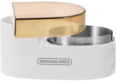DIYEAH Cenicero Portátil Tapa para Baño y Exteriores, Gran Capacidad, Ahorro de Espacio, Material Abs y Acero Inoxidable, Diseño Estético y Elegante para Cuarto de Baño