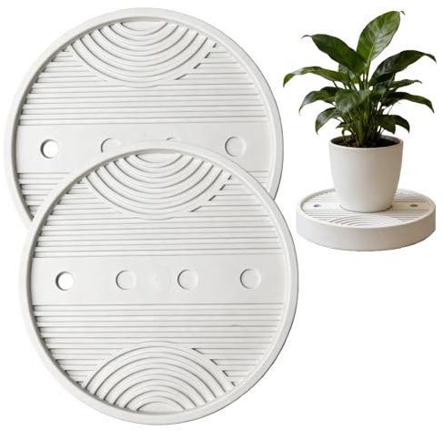 2 Pezzi Rullo per Piante in Plastica, Ø28.5cm Sottovaso con Ruote, Rullo per Piante Rotondo con 4 Ruote Invisibili Girevoli A 360°, Supporto per Piante con Rotelle per Interni Ed Esterni