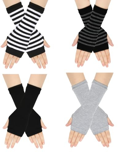 MBSIVSA 4 Paia Polso Guanti Senza Dita, Scaldapolsi In Cashmere Guanti, Lavorato a Maglia Guanto per Donna Uomo