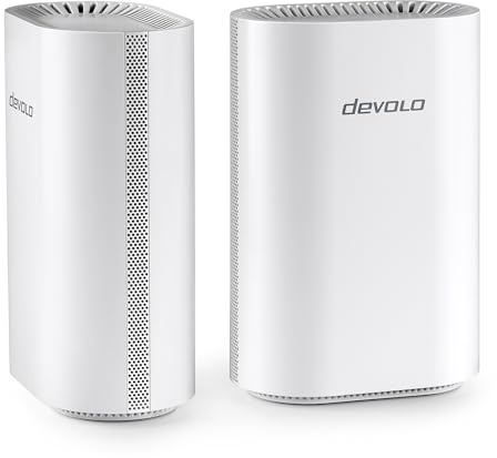 devolo WiFi 7 Mesh BE6500 2-Pack, Le système Wi‑FI Mesh pour Les réseaux domestiques High‑Speed, Jusqu’à 6.500 Mbit/s, connectivité LAN 2,5 Gbit/s, Blanc