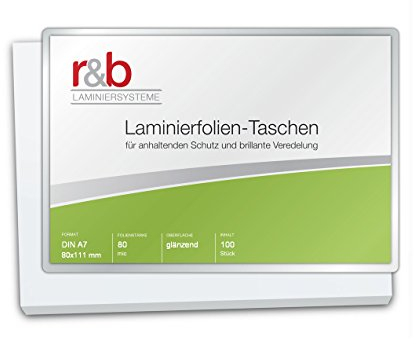 Laminierfolien A7 (80 x 111 mm), 2 x 80 mic, glänzend, 100 Stück