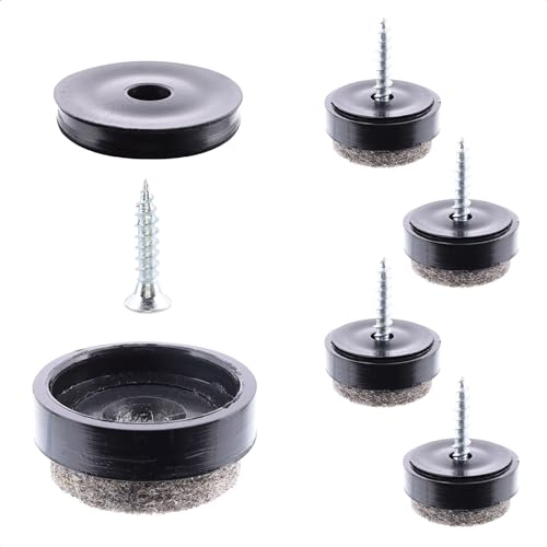 Wagner QuickClick® Deslizadores de Fieltro de Lana para sillas/meubles, Juego de 4 para atornillar - Ultrasoft Ø 17 mm, 4X Base+Tornillo+Inserto Deslizante Intercambiable - Made in DE - 15808300