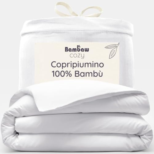Bambaw 100% Bamboo Duvet Cover Single, 135x200 cm, Anti Allergy Bedding, 100% Bamboo Fabric, Anti Sweating Cooling Bed Sheets for Summer, Soft & Breathable Single Bed Luxury Bedding 135x200 cm (White)