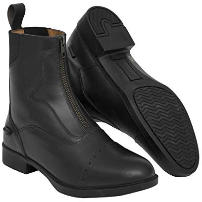 Harrow Zip Jodhpur Riding Boots Women's Men's Girls Boys | Leather Yard Boots Equestrian Black | UK Size 4