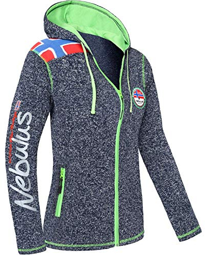 Nebulus Damen Fleecejacke NORSKA, warme Fleece Jacke, mit langem Full-Zip Reißverschluss, Navy meliert - L/40