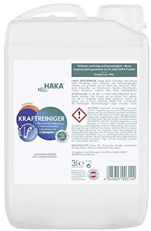 HAKA Kraftreiniger Spray Nachfüller, 3L, Badreiniger, starke Kalk- und Schmutzlösekraft, für Bad und Dusche, umweltfreundlich, Orangenduft, vegan