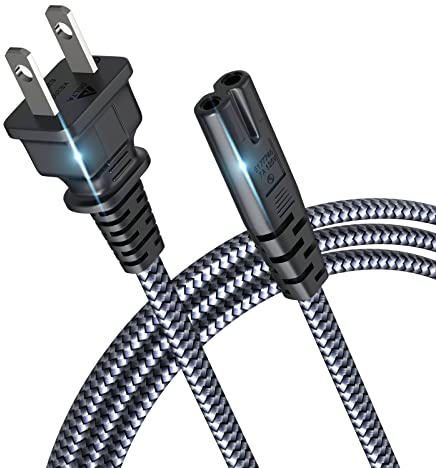 Power Cord, Goalfish 6.6ft/2m AC Power Cable 7A 125V TV Power Cord 18AWG 2 Prong Power Cable Replacement for Sony PS4, PS5 Game Console, Speaker, Monitor, HDTV, 4K TV, Printer, Laptop Power Supply