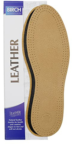 Birch Leather Insoles Activated Carbon Support Layer, Leather Insole Inserts for Shoes and Boots, Women/Men Full Size Range (Ladies UK 7)