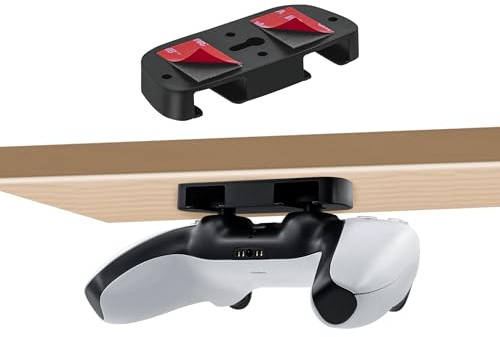 Tolesum Ständer für PS5 Controller, Unterm Tisch Halterung für PS5, Horizontaler Halterung mit Klebeband für PS4, Tisch Aufbewahrung Under Desk Holder für PS4/PS5 Controller Zubehör