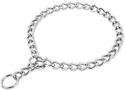 HAPPY HACHI Collar Perros Cadena Consistente, Acero Inoxidable 304, Collar Perro Hierro Metal para Perro Adiestramiento Mediano Grande (S-3.0mmx55cm)