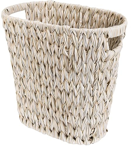 GRANNY SAYS Cestino per la carta straccia in vimini, cestino per la carta straccia, cestino decorativo per camera da letto, cestini e contenitori intrecciati per cucina, 19 litri, Bianco