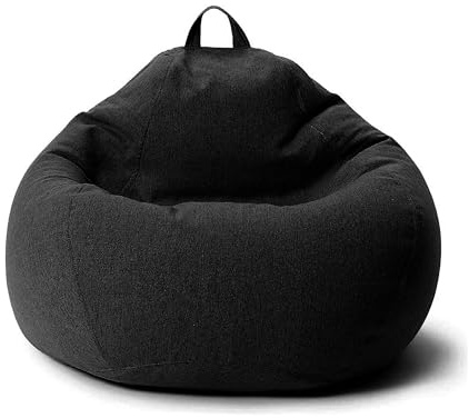 AD.CON Pouf avec garnissage ECO, Puff, Fauteuil Relax, Coussin, Coussin de sol, Bean Bag (Noir, 120 x 120 x 60 cm 350L)