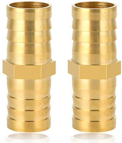 Conector de Manguera de Latón 19mm (3/4) - 2 Piezas Rectas, Conector de Púas, Racor Roscado para Boquilla