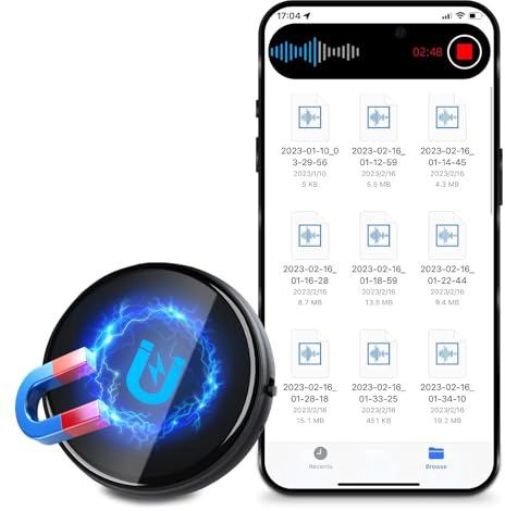 3072Kbps Magnetic Voice Recorder, Audio Recorder with AI-Intelligent Triple Noise Cancellation, 64GB Voice Activated Recorder with 4000Hours Store, Recording Device for Lectures, Meetings, Intervie