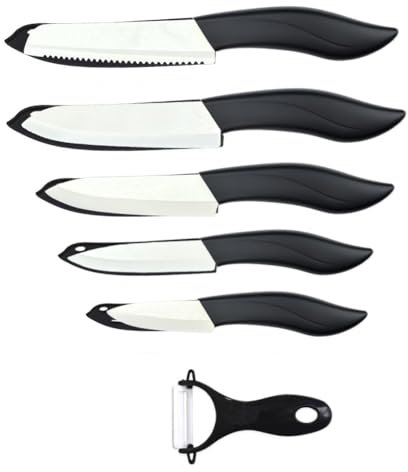 Astylway Set di 6 coltelli in ceramica colorati con coperchio, set di coltelli da cucina include pelapatate da 3 pollici, coltello da pane da 6 pollici