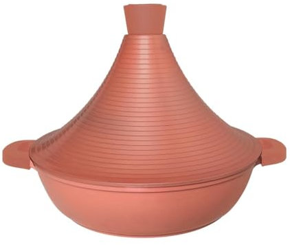 Tajine Tous Feux dont Induction - Piatto Tajine Marocchino, 28 cm, pentola tajine con coperchio in alluminio antiaderente, colore: Rosa