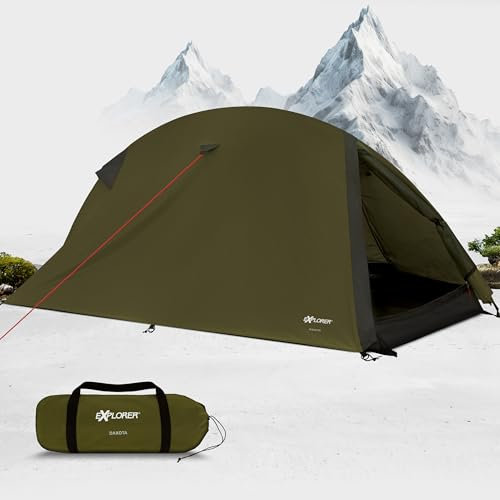 EXPLORER Dakota 1-2 Personen Zelt kleines Packmaß Ultraleicht für Fahrrad Motorrad Reise 3000mm Wassersäule wasserdichter Boden Separates Innenzelt Dyneema Leinen Wandern Trekking Camping