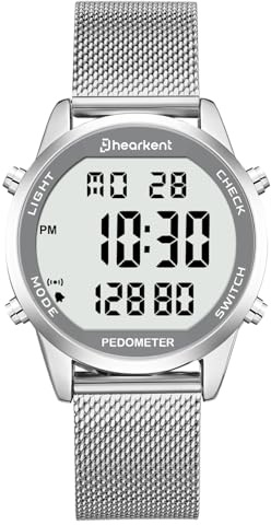 Reloj podómetro, resistente al agua, reloj digital, sin Bluetooth y aplicación, reloj para personas mayores con podómetro, contador de calorías, reloj deportivo para caminar/correr, plata, Herren