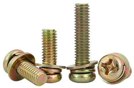 Vis cruciformes à tête ronde galvanisée en acier au carbone avec rondelle plate et ressort (M3M4M5M6M8)(50set M3x8)