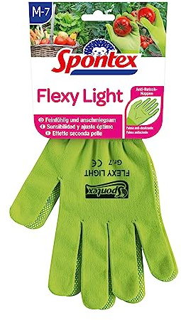 Spontex Flexy Light, flexible Damenhandschuhe für Garten- und Hobbyarbeiten, mit Anti-Rutsch-Noppen, aus Textilstrick, Größe M, 1 Paar