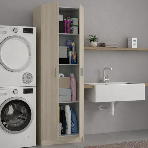 Dmora Armario Multiusos con Dos Puertas batientes y Tres baldas Regulables, Color Roble, 59 x 37 x h180 cm