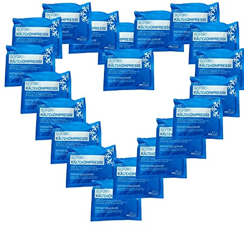 20x HPXfresh Sofort-Kältekompressen – Großpackung für Schule, Betrieb & Sport – Sofortige Kühlung bei Schmerzen & Schwellungen – Einweg Kühlpack – 15×17 cm – Latexfrei