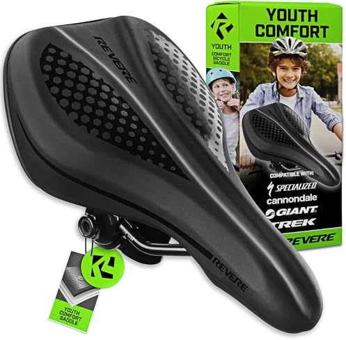 Revere Youth Memory Foam Bike Saddle – Padded Bicycle Saddle for Kids and Youth Bikes, Fits 16–24 Inch Kids Bikes