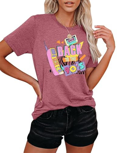 T-Shirt Femme Style Batik Années 90 - Rétro Années 80, Rose-a., M