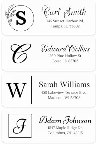 Personalized Return Address Labels, Custom Address Stickers and Name Mailing Labels Circle Flowers for Envelopes, 1x2.6 Inches, Flat Sheet of 60-1200 Made in USA by My Sign Center - Monogram 1