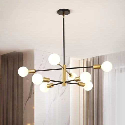 Mengjay Lámparas de Araña Industrial Moderna,8 Luces E27 Lampara Colgante Sputnik,Lámpara de Techo Vintage Metal para Cocina, Comedor, Dormitorio, Sala (8 Luces)