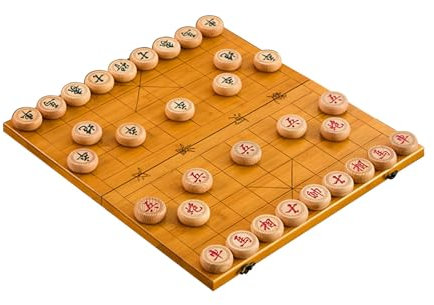 2 Spieler Chinesischen Schach Spiel Set Tragbare Xiangqi Mit Faltbare Bambus Bord Tischplatte Strategie Brettspiel(Beechwood,3.8cm/1.5in)