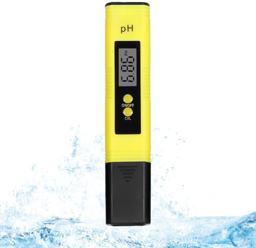 Okaywork pH Wert Messgerät - pH Wert Messgerät PH Meter mit LCD Anzeige, pH messgerät wasserhärte messen,für Trinkwasser/Schwimmbad/Aquarium/Pool, Hohe Genauigkeit, 0.00-14.00 Messbereich. (Gelb)