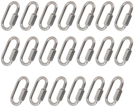 CNBTR Lot de 20 maillons rapides en acier inoxydable M4 D 3,8 cm 109,8 kg