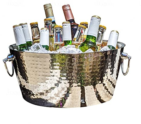 BREKX Double-Walled Insulated Steel Ice Bucket with 4 Champagne Flutes Combo Set - Champagne Ice Bucket for Parties, Wedding Gifts for the Couple, Mimosa Bar Supplies